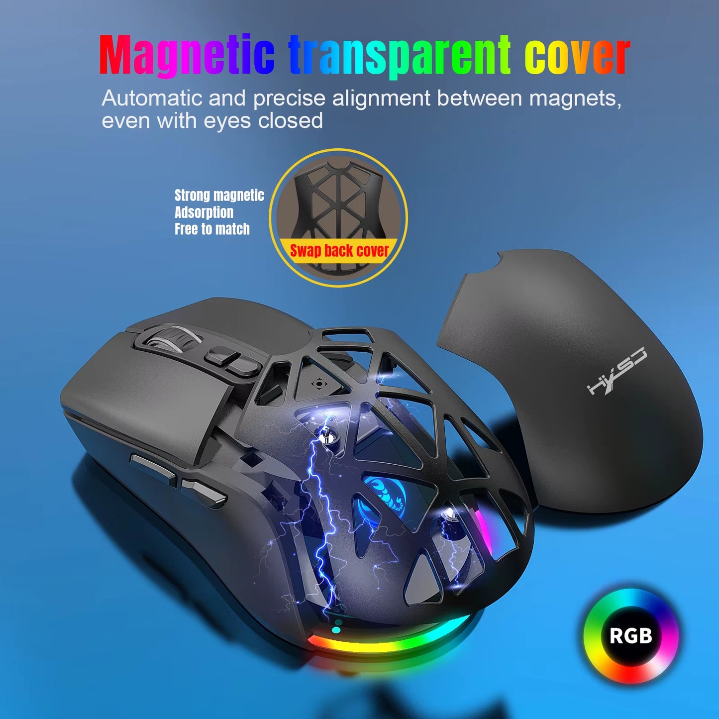 T26 Dual Mode Gaming Mouse, 2.4G+BT5.1 Wireless Mouse Gaming for Laptop 4800 Adjustable , Ergonomic Optical Computer Gamer