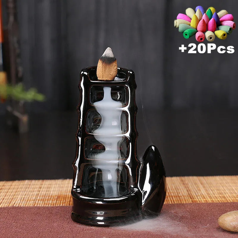 Free 20Cones Creative Home Decor Backflow Stick Incense Burner Ceramic Censer Home Decoration Use in Home Teahouse