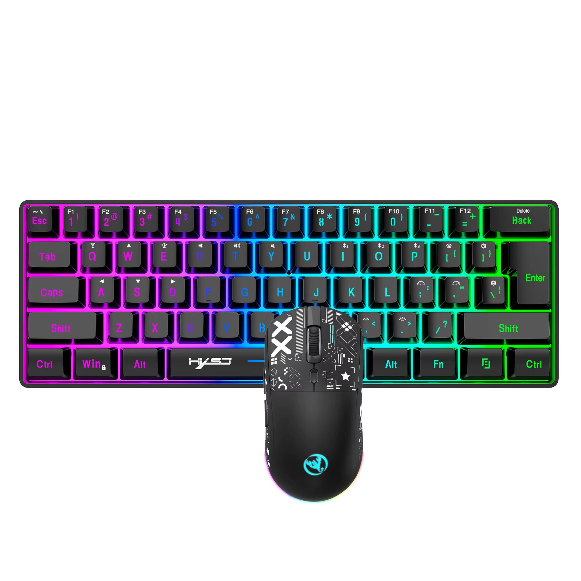 60% Wireless Gaming Keyboard and Mouse Combo, RGB Backlit Quiet Ergonomic Mechanical Feeling Keyboard, Gaming Mouse for Desktop