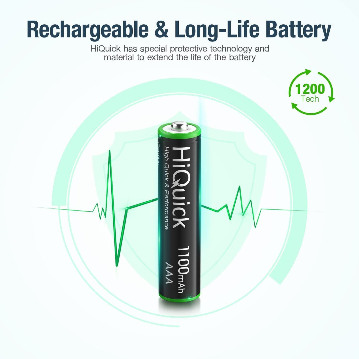 Hiquick 16 X AAA Batteries, Rechargeable 1100Mah Ni-Mh Battery High Capacity