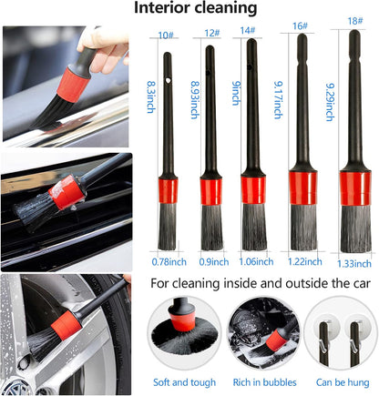 16 PCS Car Cleaning Brush Kit Car Detailing Brushes Set Auto Wheel Cleaning Brush Car Interior Washing Tools Car Tire Brush for Car Motorcycle Bike Exterior Engine Leather Air Vents