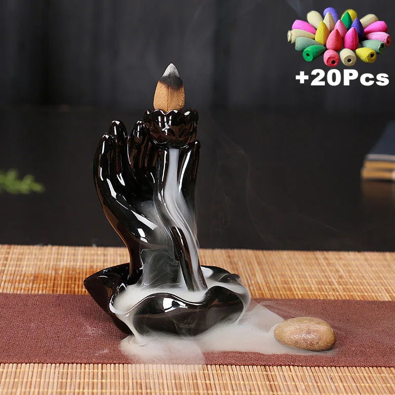 Free 20Cones Creative Home Decor Backflow Stick Incense Burner Ceramic Censer Home Decoration Use in Home Teahouse