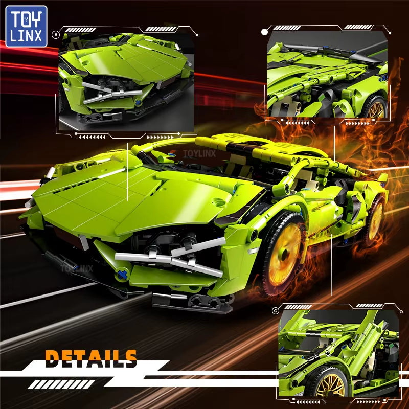 Technical Racing Sport Car 1280PCS Model Building Blocks City Mechanical Speed Vehicle Supercar Brick Puzzle Toys Kid Adult Gift