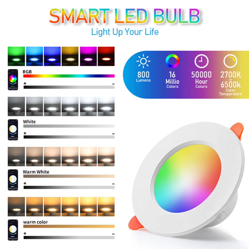 1/2PCS 10/15W Tuya-Led Downlight Bluetooth LED Smart Ceiling Light Motion Sensor Dimmable RGB Lamp APP Remote Control Smart Life