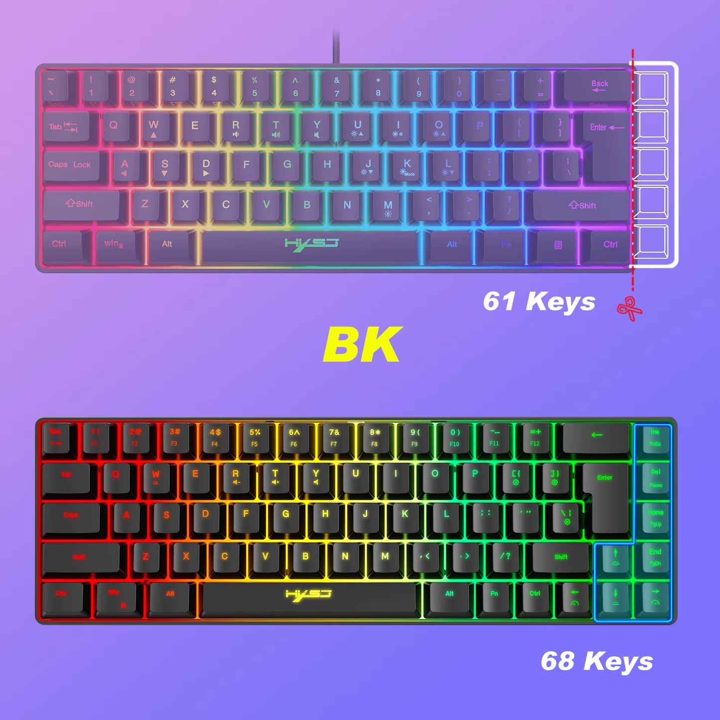 60% Percent Gaming Keyboard, Ergonomic Small Mini Membrane Keyboard Compact RGB Backlit Keyboard for Windows, PC, Laptop, Gaming