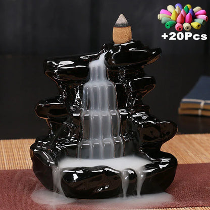 Free 20Cones Creative Home Decor Backflow Stick Incense Burner Ceramic Censer Home Decoration Use in Home Teahouse