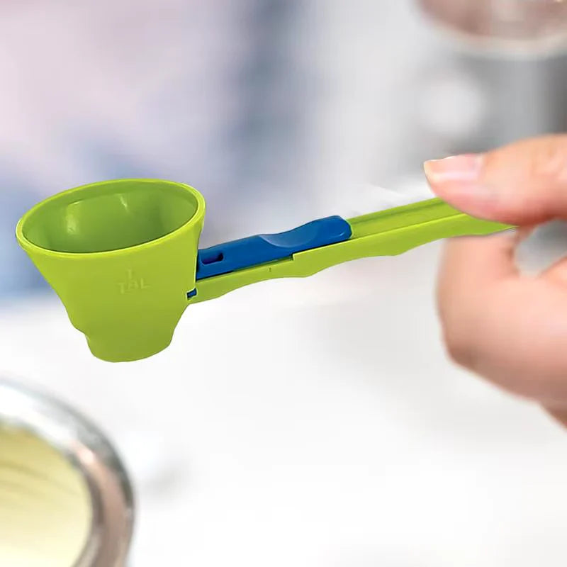 Professional No-Spill Measuring Spoon and Funnel for Protein Powder, Sports Drinks, and Baby Formula Refills