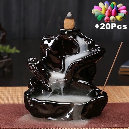 Free 20Cones Creative Home Decor Backflow Stick Incense Burner Ceramic Censer Home Decoration Use in Home Teahouse