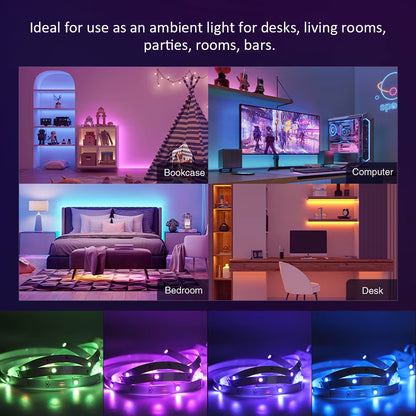 LED Strip Lights, Ultra-Long RGB 5050 LED Strips with Remote Controller, Color Changing Tape Light with 12V Adapter for Bedroom