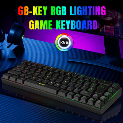 60% Percent Gaming Keyboard, Ergonomic Small Mini Membrane Keyboard Compact RGB Backlit Keyboard for Windows, PC, Laptop, Gaming