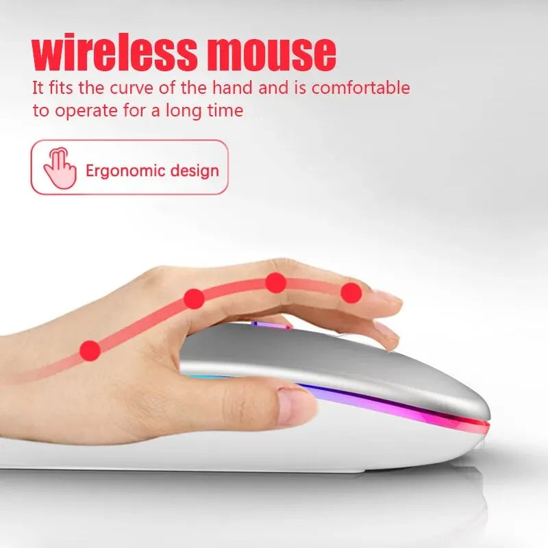 Wireless Mouse RGB Rechargeable Bluetooth Mice Wireless Computer Mause LED Backlit Ergonomic Gaming Mouse for Laptop PC 3600DPI