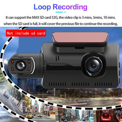 1080P Dual Lens Car Dash Cam Recorder G Sensor DVR Front and Rear Camera Video