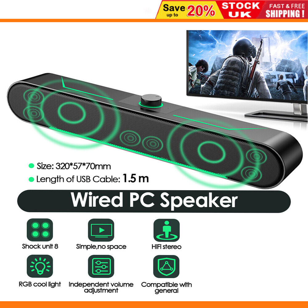 Wired PC Speakers Computer Speakers with Knob for Desktop PC Monitor Laptop